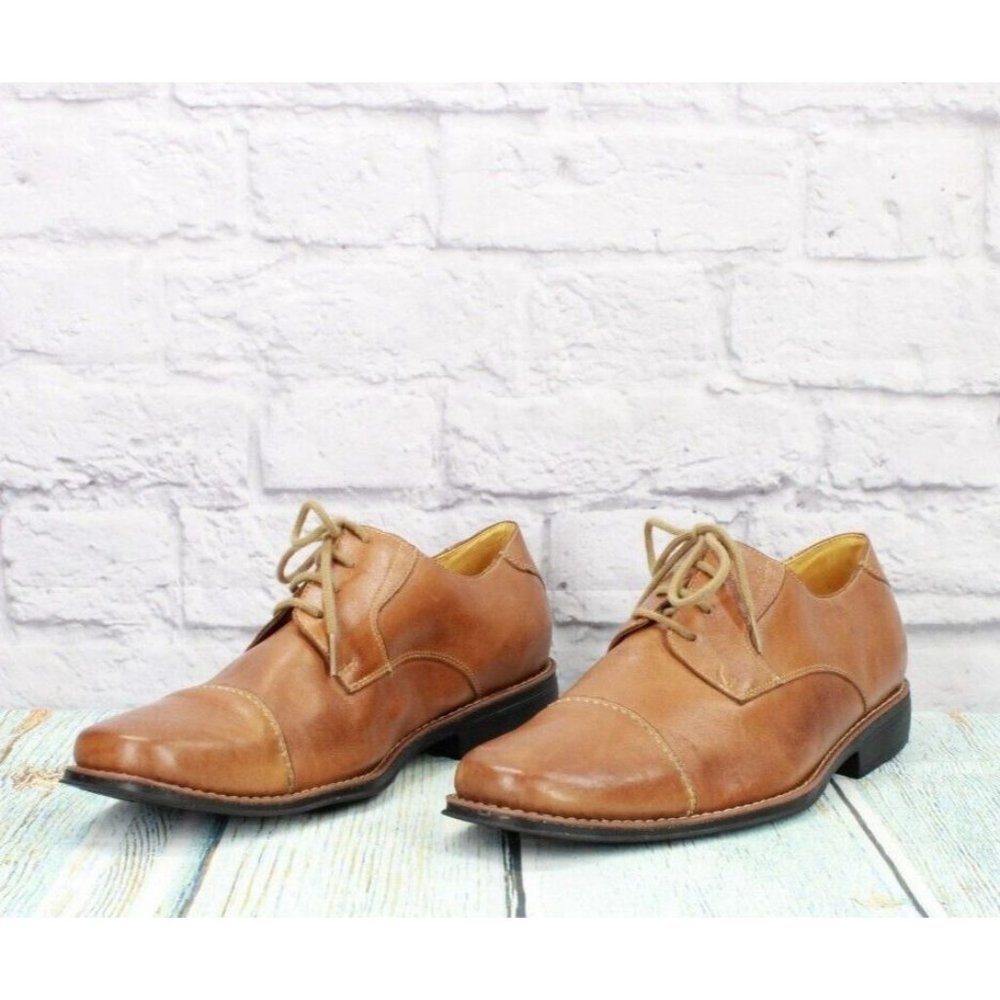 Sandro Moscoloni Brown Leather Cap Toe Dress Oxford Shoes Size 11.5 M - Picture 2 of 9